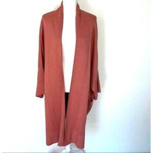 Long Open Cardigan Womens Boxy Style Mid Weight Patch Pockets Buttons